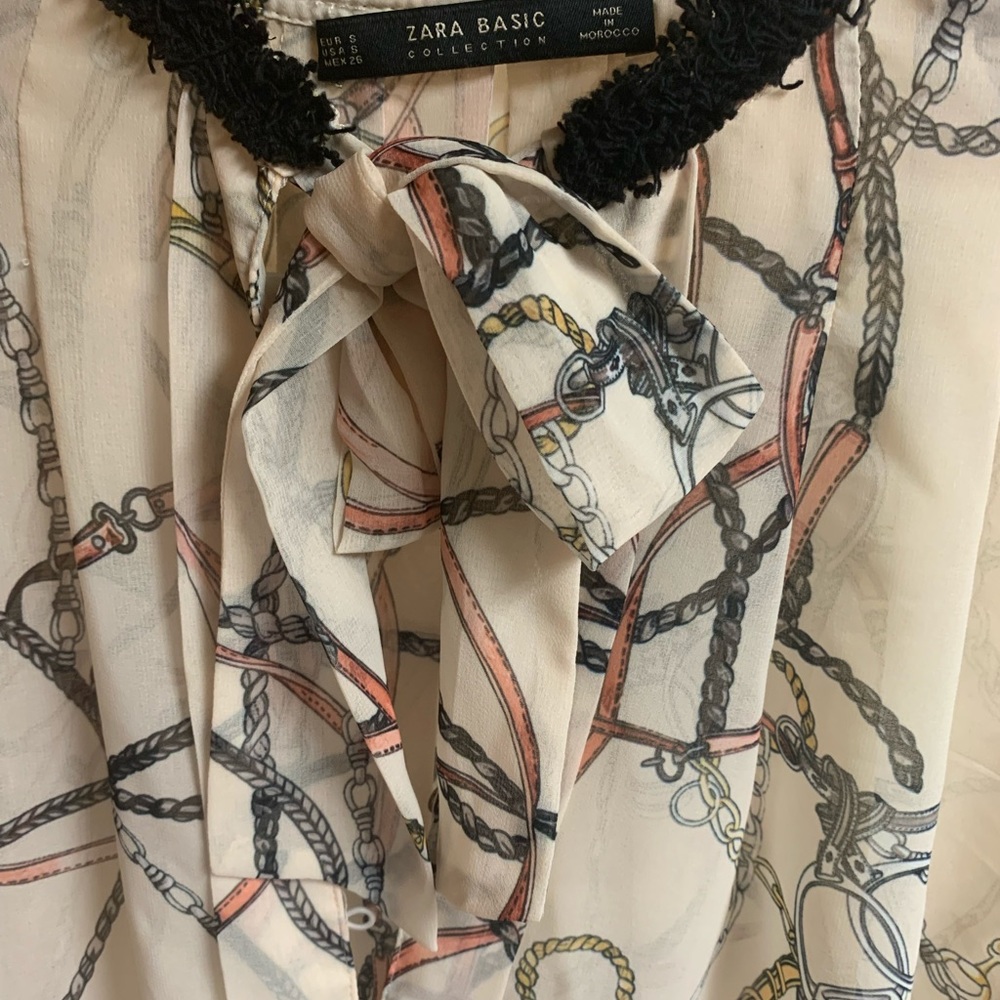 EUC Zara Semi-Sheer Chain Print Blouse
